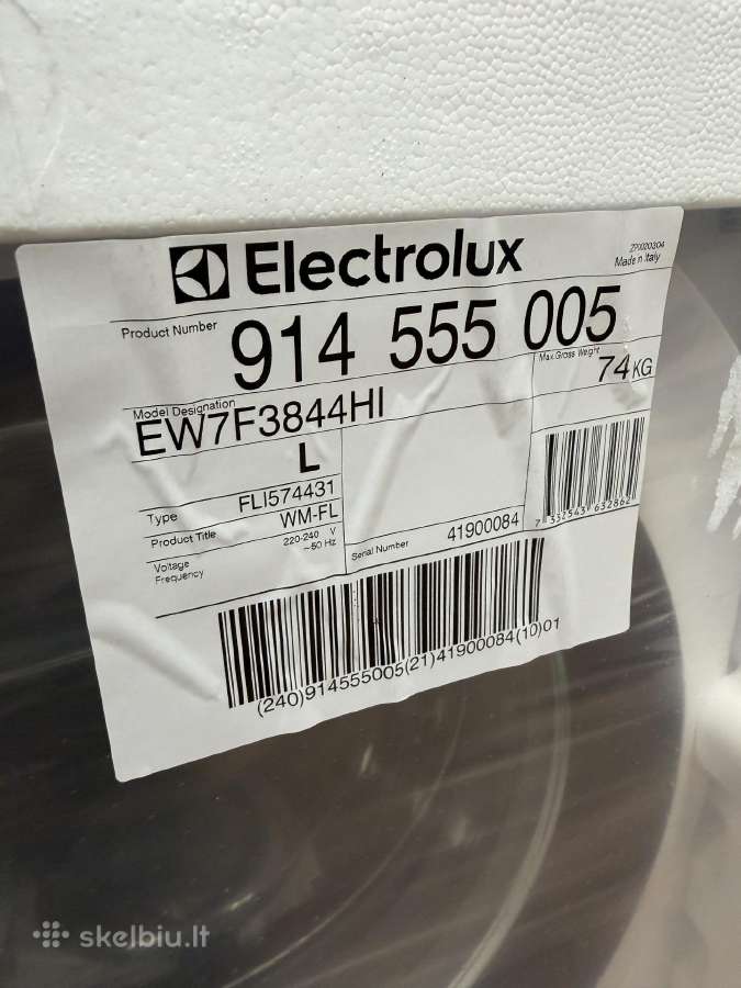 Naujos Electrolux 7 serijos 8kg skalbimo mašinos - nuotraukos Nr. 7