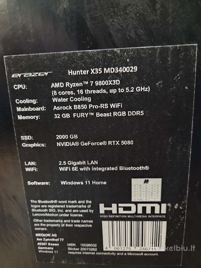 Medion Erazer Hunter X35 Md340029 2tb Rtx5080 - nuotraukos Nr. 2