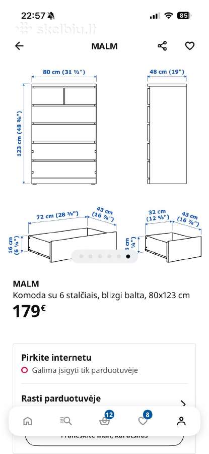Ikea malm komoda 6 stalčių - nuotraukos Nr. 2