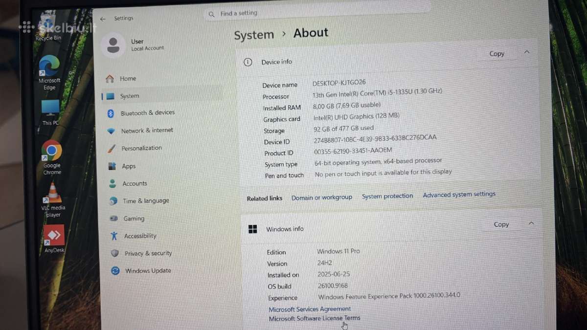 Naujas Dell i5-1335u / 8 GB Ddr5 / 512 GB SSD - nuotraukos Nr. 6