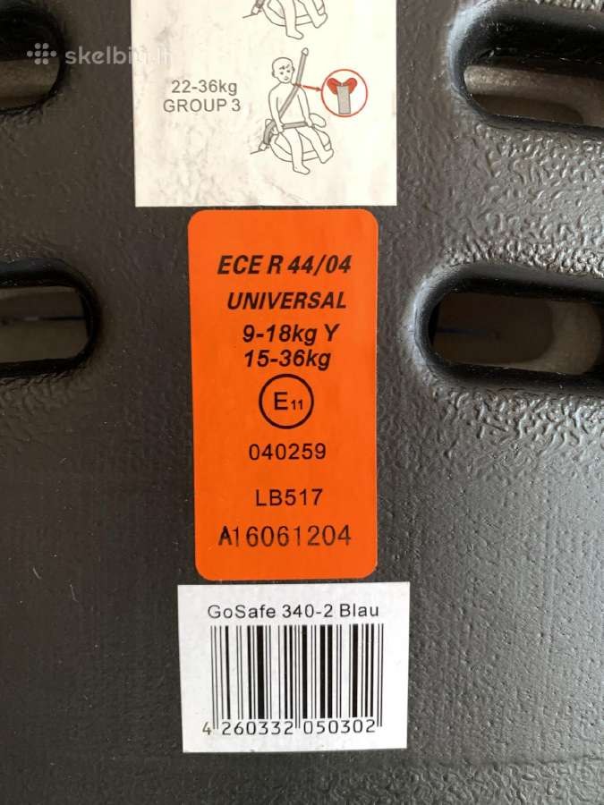 (9-36 kg) Car seat + Booster, Babygo Gosafe 340-2 - nuotraukos Nr. 20