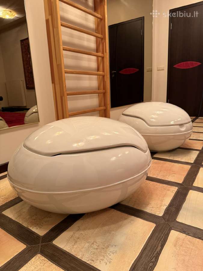 Garden Egg Chair su natūraliu audinės kailiu - nuotraukos Nr. 2
