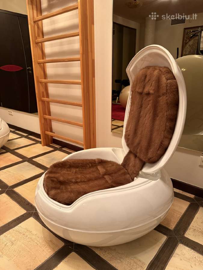 Garden Egg Chair su natūraliu audinės kailiu - nuotraukos Nr. 6