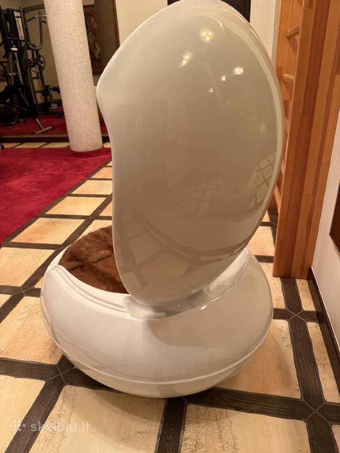 Garden Egg Chair su natūraliu audinės kailiu - nuotraukos Nr. 9