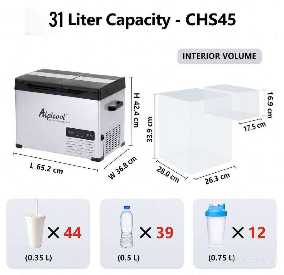 Alpicool Chs45 ir Chs55, 31 L ir 40 L talpa - nuotraukos Nr. 2