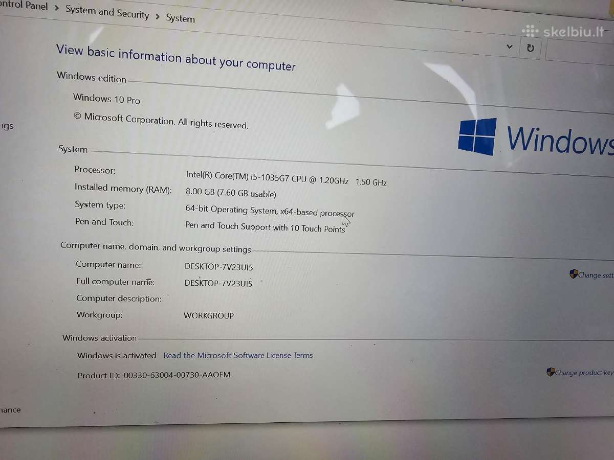 Microsoft Surface Laptop 3 i5-1035g7 8gb 128 SSD - nuotraukos Nr. 6