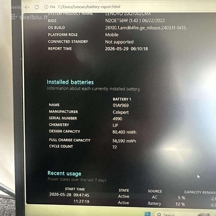 Lenovo Thinkpad P1 G2 I7 512gb SSD, T1000 15.6 Fhd - nuotraukos Nr. 13