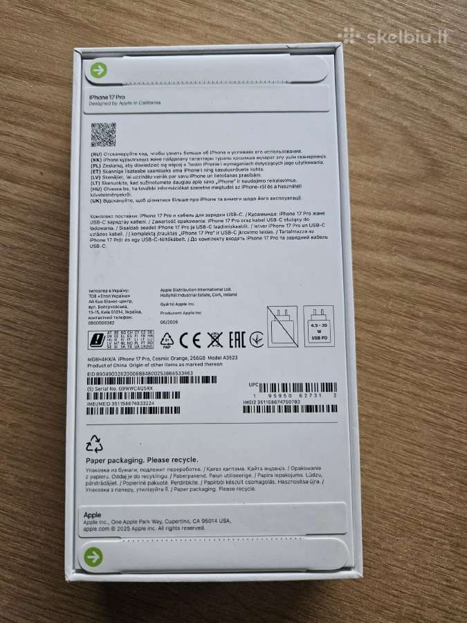 iPhone 17pro cosmic orange 256gb - nuotraukos Nr. 2
