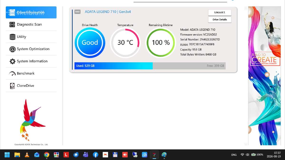SSD 2280 Adata Legend 710 1tb - skaityk naujas - nuotraukos Nr. 2