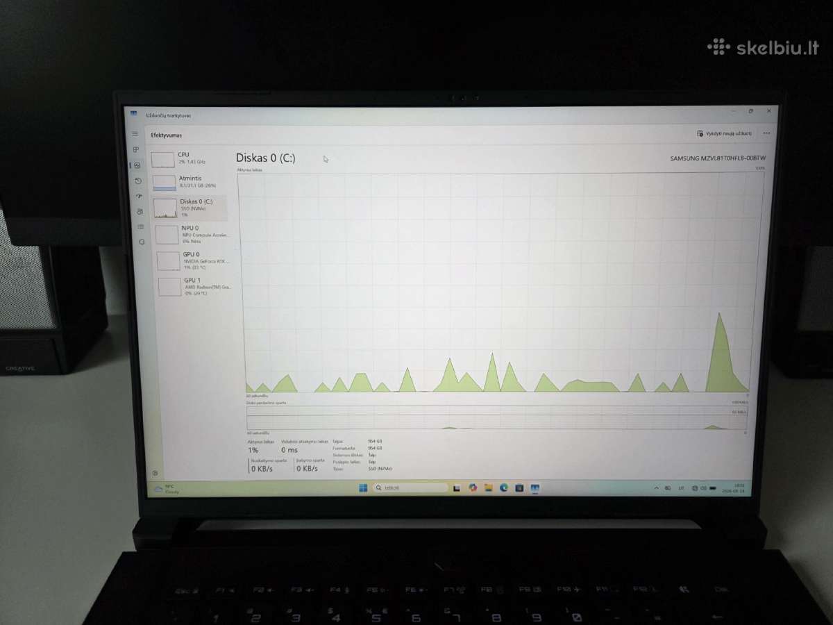 Loptopas Ryzen 7,rtx 5070, 32gb, SSD 1tb, Win11 - nuotraukos Nr. 4