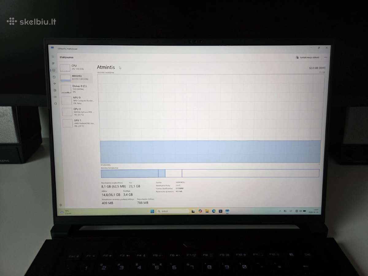 Loptopas Ryzen 7,rtx 5070, 32gb, SSD 1tb, Win11 - nuotraukos Nr. 5