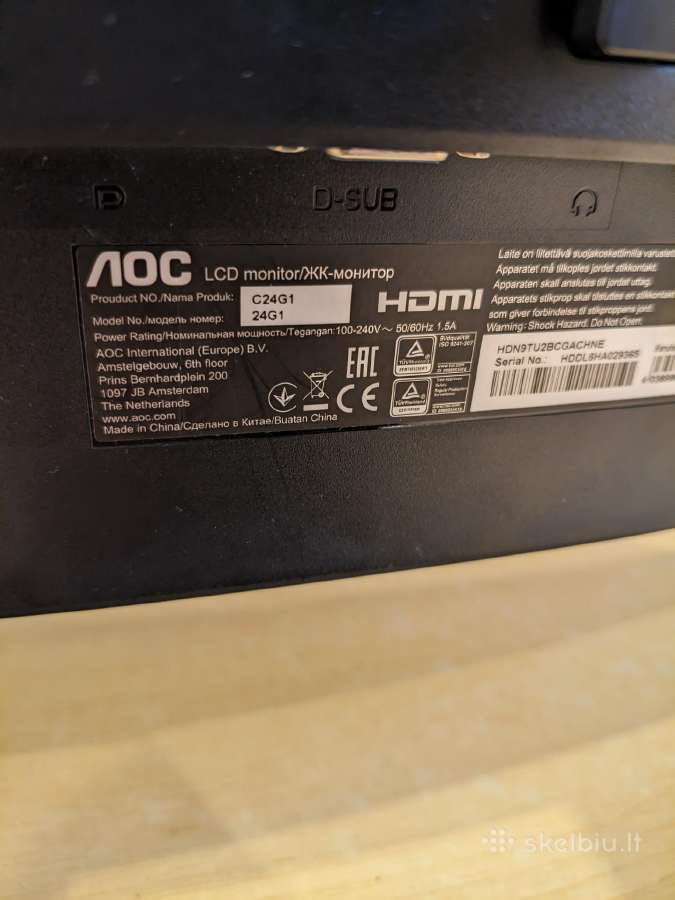 Aoc 24 coliu lenktas / 144hz / 1ms - nuotraukos Nr. 6