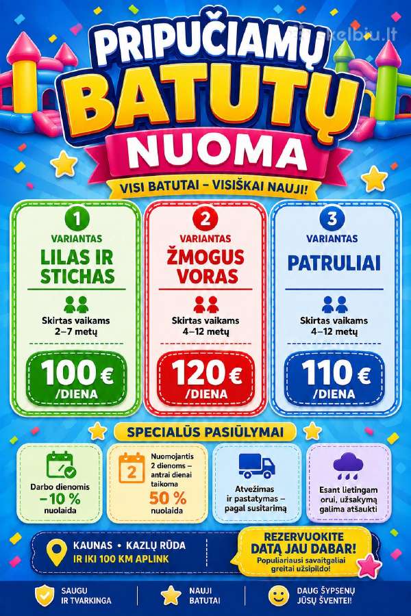 Pripučiamų batutų nuoma Kaune, Kazlų rūdoje ir kt. - nuotraukos Nr. 11