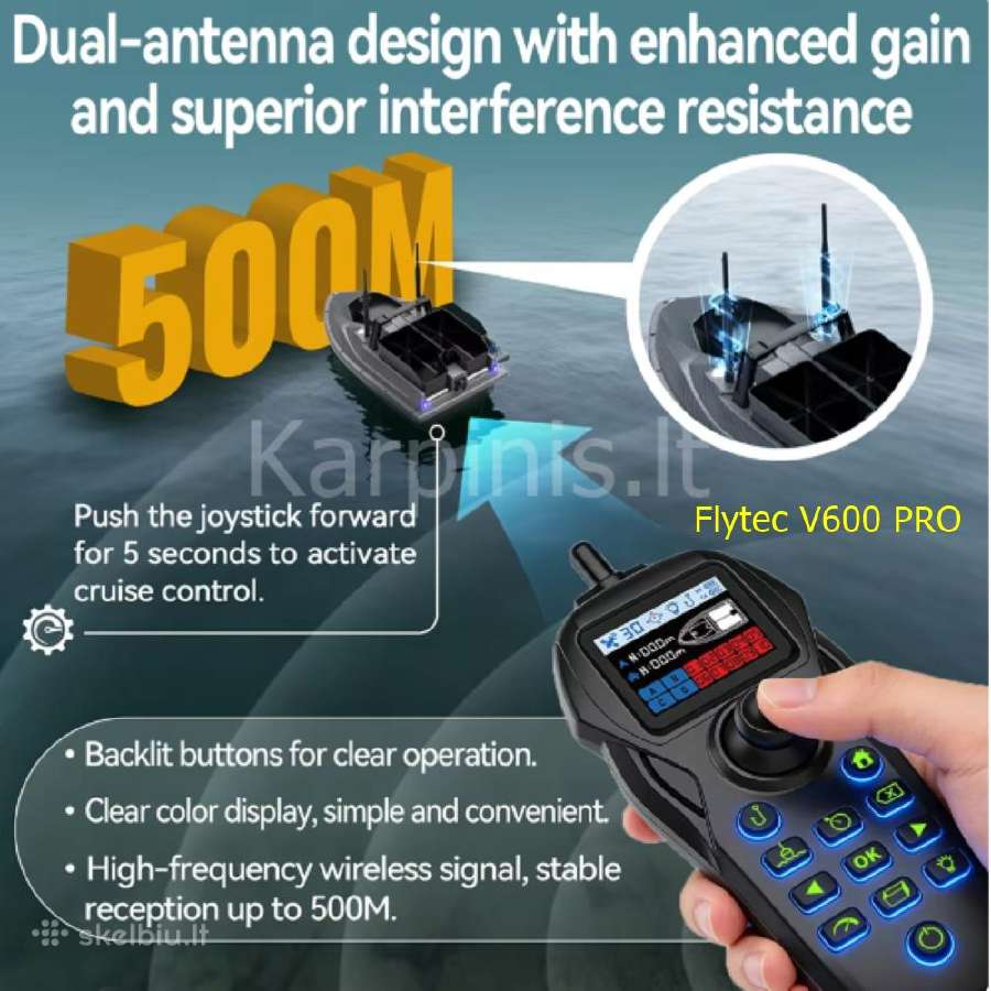 Flytec V600 Pro laivelis su GPS ir Echolotu 300 m - nuotraukos Nr. 10