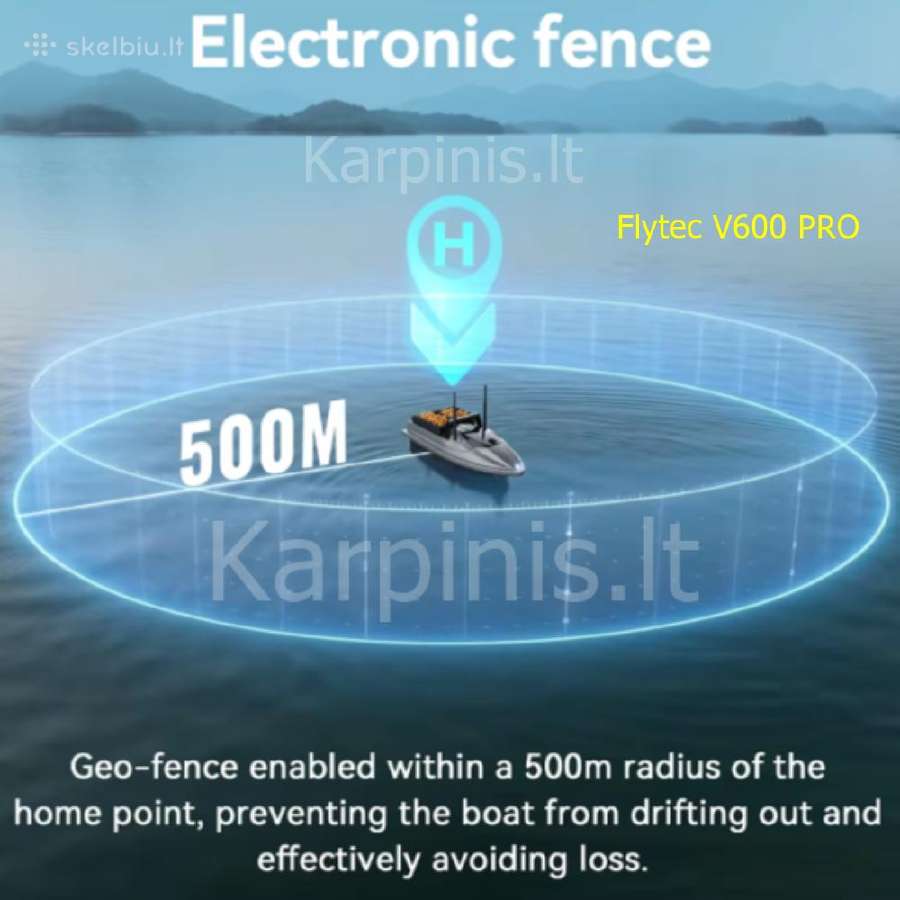 Flytec V600 Pro laivelis su GPS ir Echolotu 300 m - nuotraukos Nr. 18