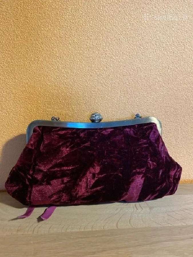 Moteriška vintage bordo spalvos rankinė delninukė - nuotraukos Nr. 2