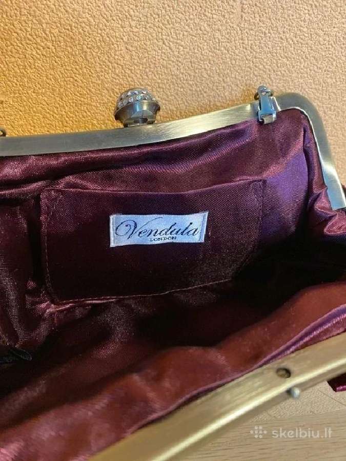 Moteriška vintage bordo spalvos rankinė delninukė - nuotraukos Nr. 3