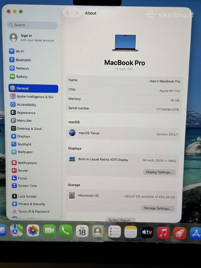 MacBook Pro 14 M1 Pro / 16gb / 512gb - nuotraukos Nr. 5
