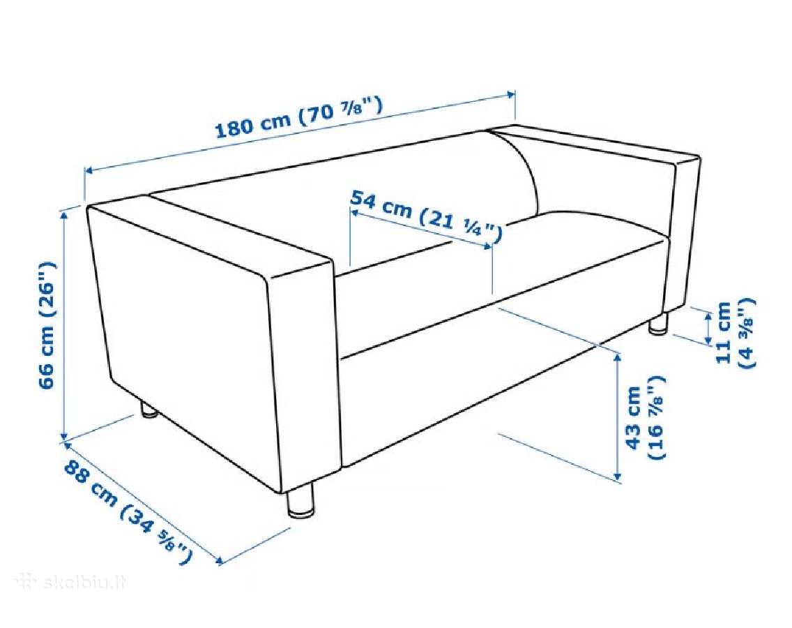 Ryškiai mėlyna Ikea dvivietė sofa - nuotraukos Nr. 2