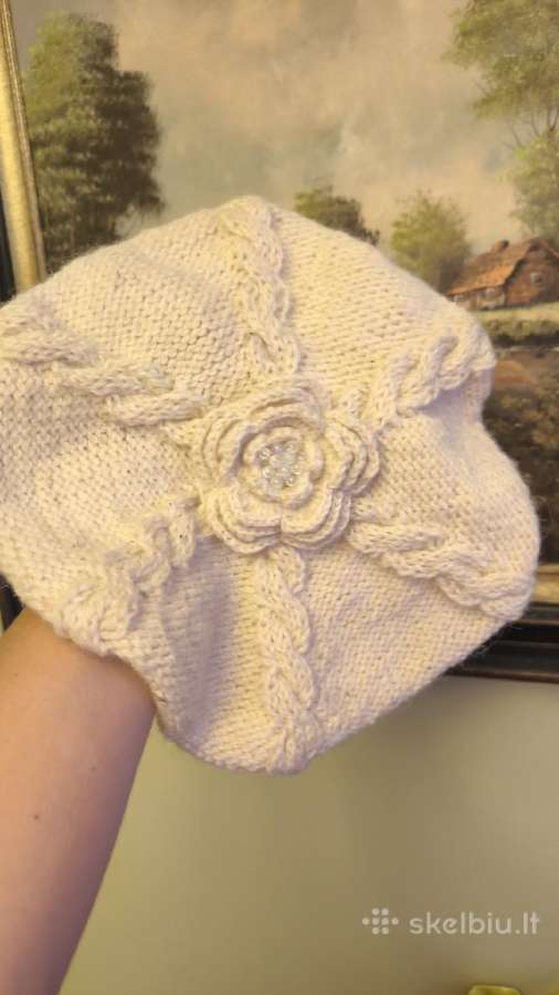 Megzta berete, naturali vilna, handmade - nuotraukos Nr. 4
