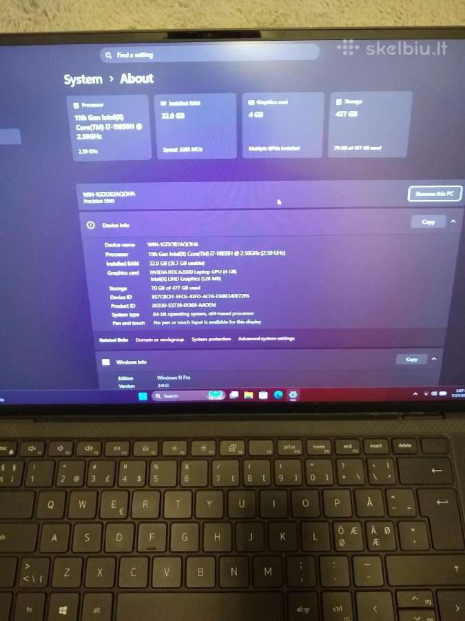 Precision 5560 i7-11850h/512/rtx A2000 - nuotraukos Nr. 4