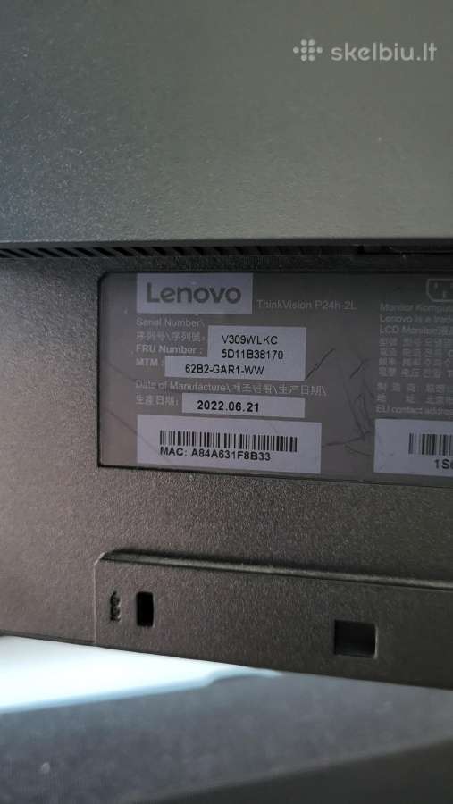 Monitoriai Lenovo Thinkvision P24h-2l - nuotraukos Nr. 6