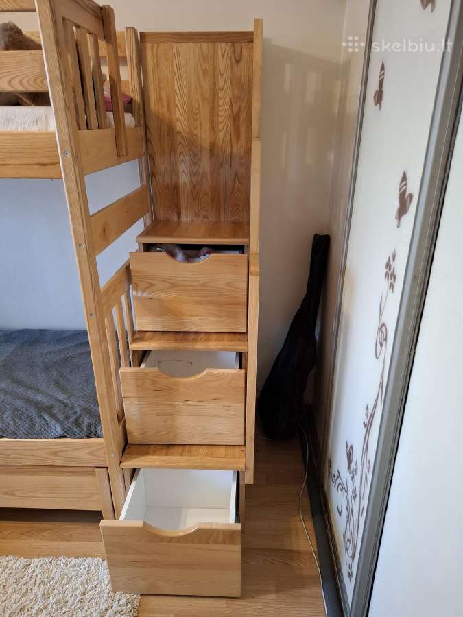 Uosio masyvo dviaukštė lova - nuotraukos Nr. 4