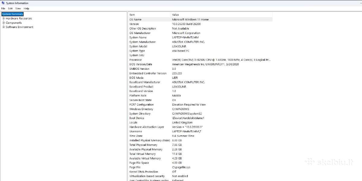 Nešiojamas komp. Asus Ux430ua i5-8250 8gb RAM - nuotraukos Nr. 16