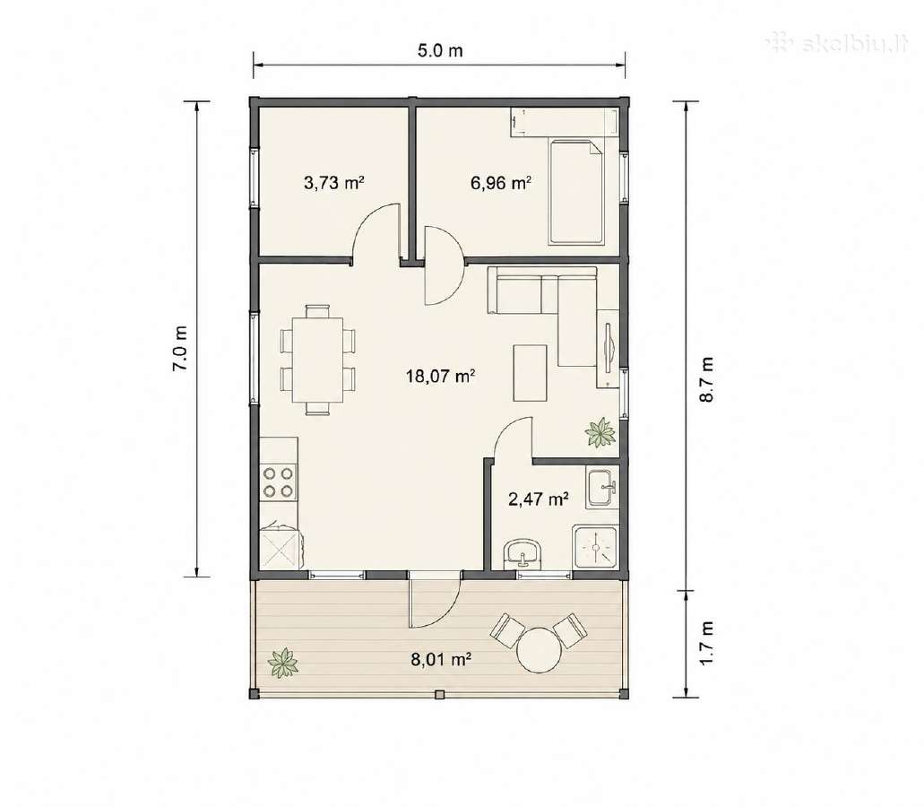 Sodo namas Žara medinė konstrukcija 43,5 m² - nuotraukos Nr. 9