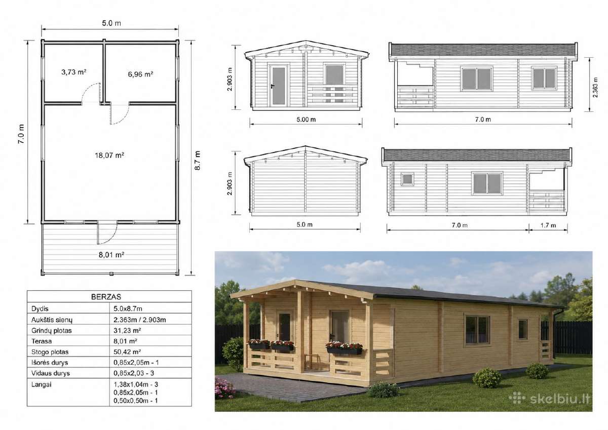 Sodo namas Žara medinė konstrukcija 43,5 m² - nuotraukos Nr. 10