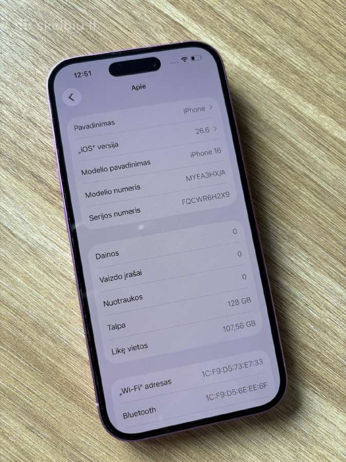Naudotas iPhone 16 128gb - nuotraukos Nr. 10
