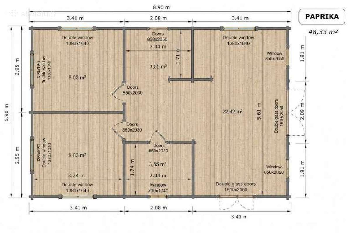 „Medinė namelio konstrukcija Svaja 8,90x 5,90 m - nuotraukos Nr. 6