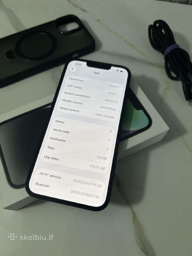 iPhone 14 128gb 83% Black - nuotraukos Nr. 8