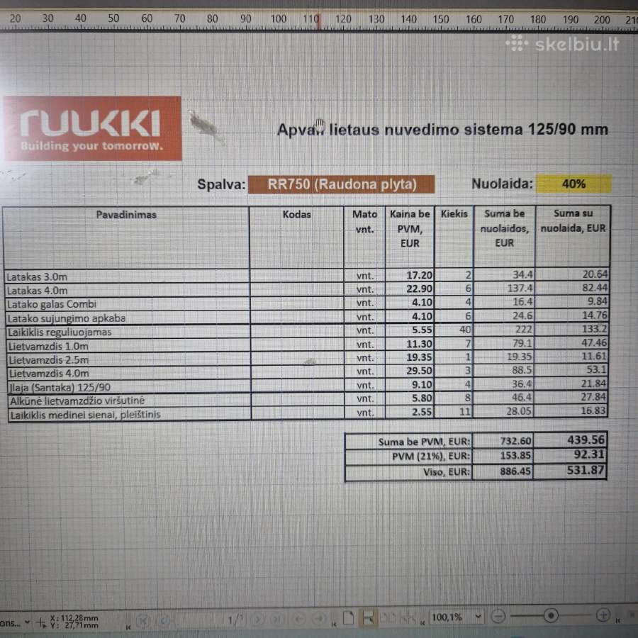 Ruukki Rr750 lietaus nutekėjimo sistema 125/90 - nuotraukos Nr. 9