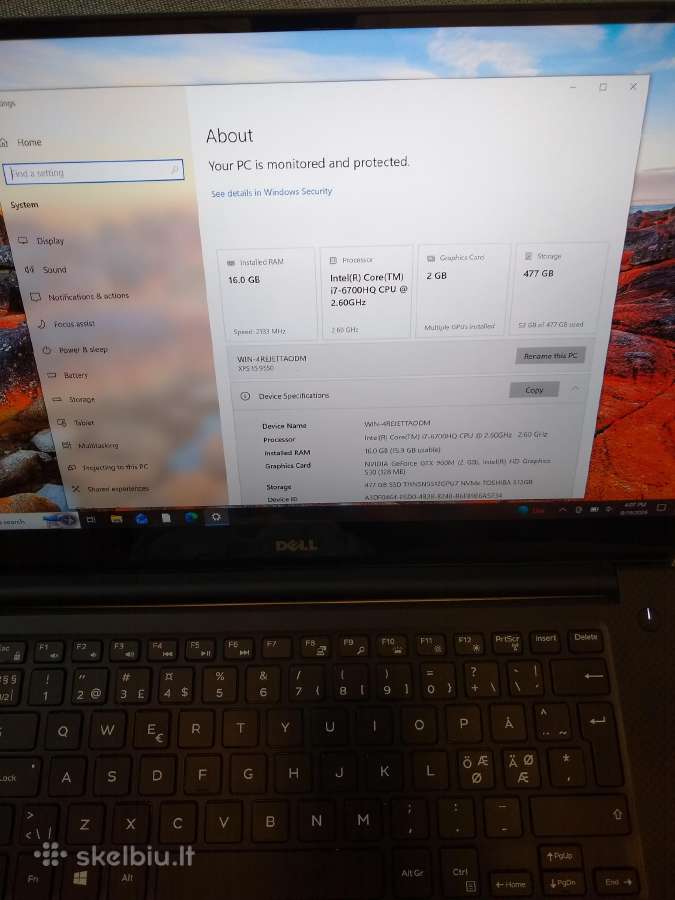 Xps 9550 i7-6700hq/16/4k/15" - nuotraukos Nr. 4