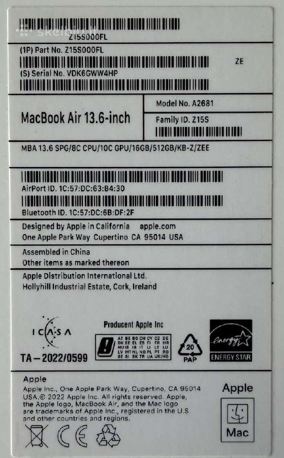 Apple MacBook Air M2 2022 Space Grey - nuotraukos Nr. 7