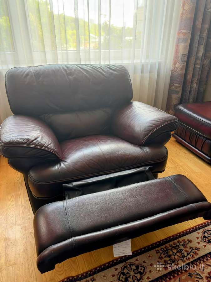 Kokybiškas odinis svetainės baldų komplektas - nuotraukos Nr. 7