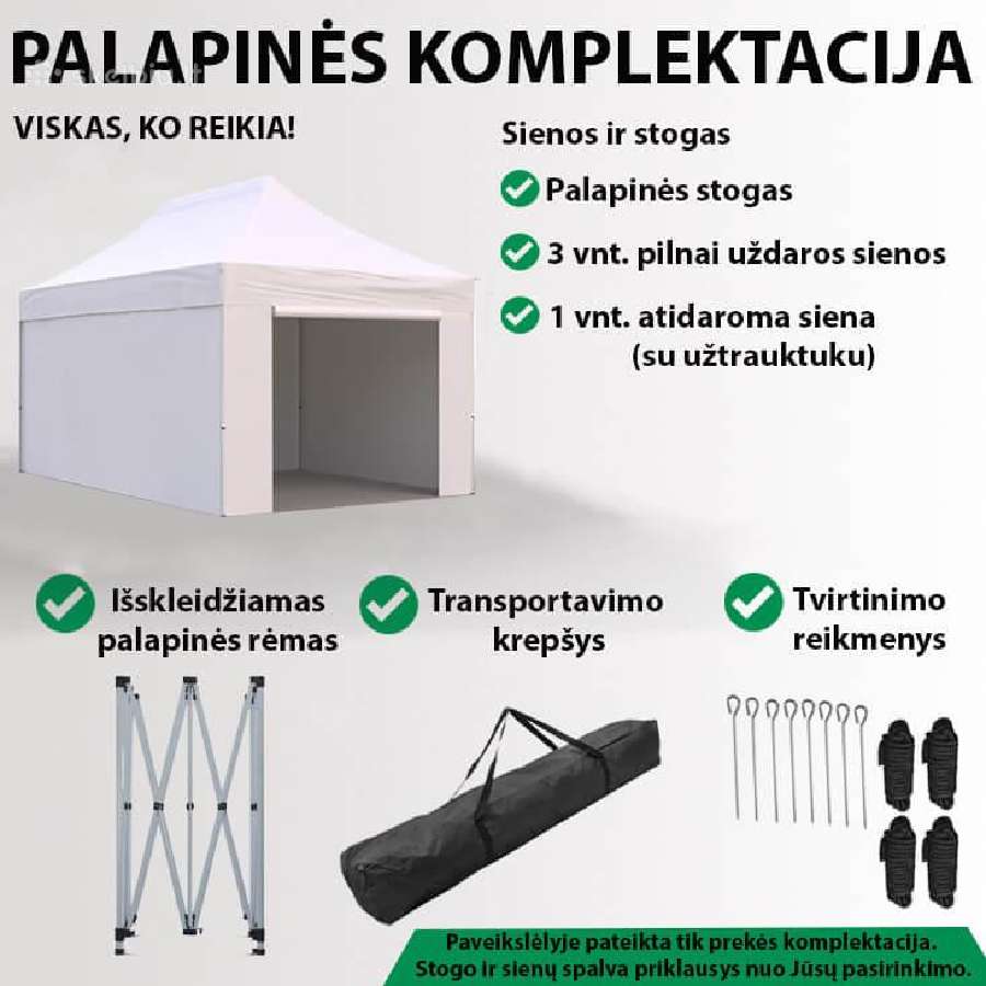 Prekybinė palapinė 3x4.5, juoda/balta - Pigiau - nuotraukos Nr. 8