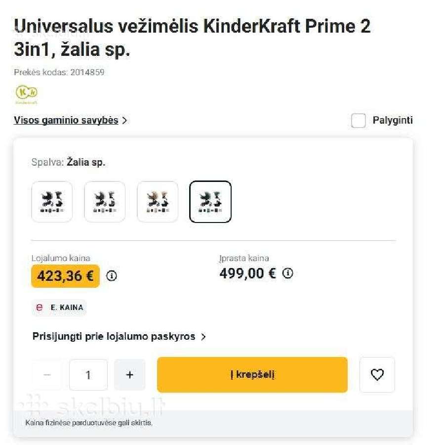 Vežimėlis Kinderkraft 3in1 Prime 2 Mink Pro - nuotraukos Nr. 5