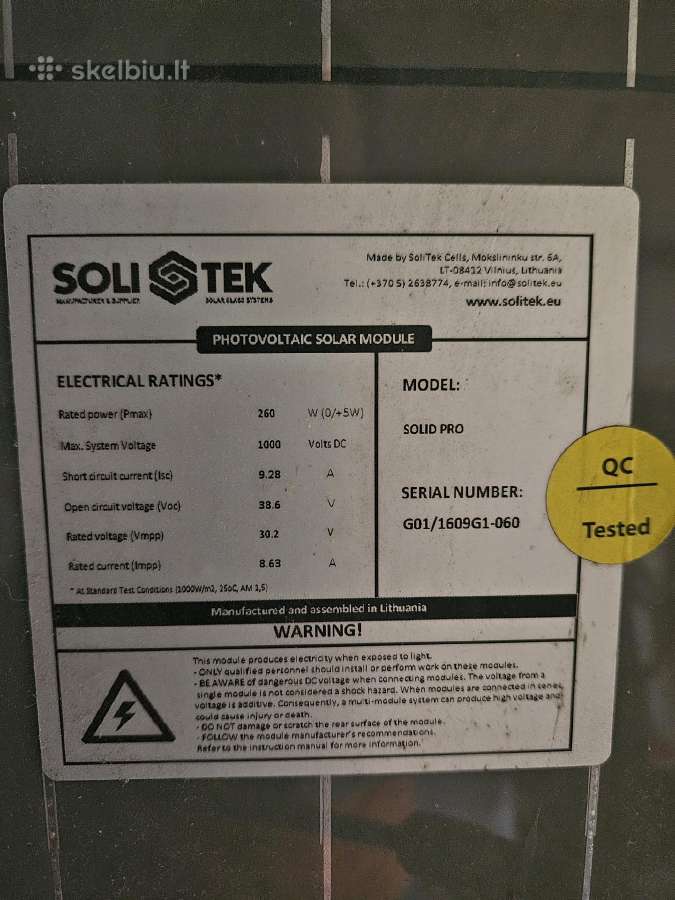 Saulės panelės naujos Solitek stiklas - stiklas - nuotraukos Nr. 2