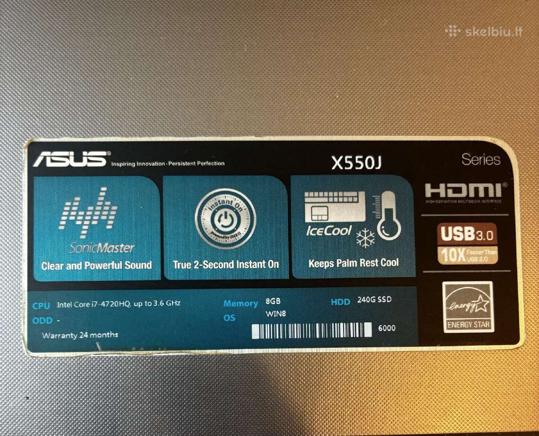 Asus X550j nešiojamas kompiuteris - nuotraukos Nr. 4