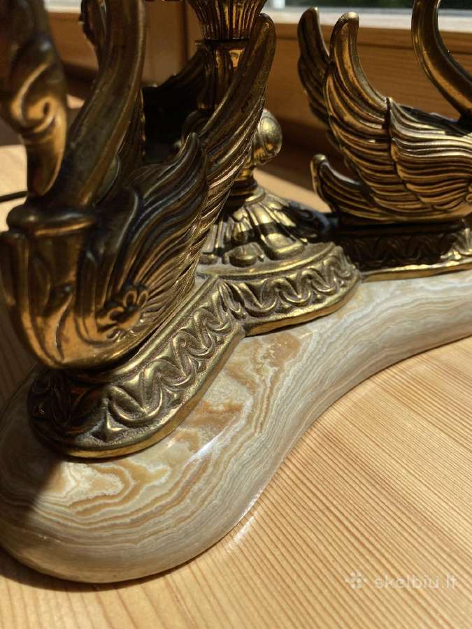 Vintažinis šviestuvas su marmuru ir gulbėmis - nuotraukos Nr. 7
