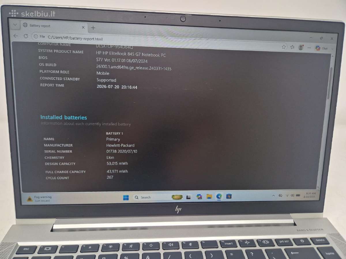 Hp Elitebook 845 G7/ Amd Ryzen 5pro 4650u/16gb/256 - nuotraukos Nr. 7