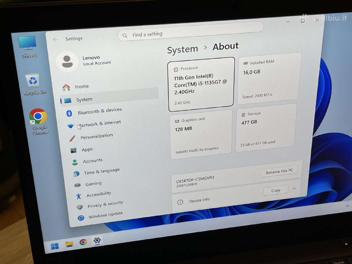 Thinkpad T14 G2 i5 16gb 512gb Nvme su garantija - nuotraukos Nr. 10