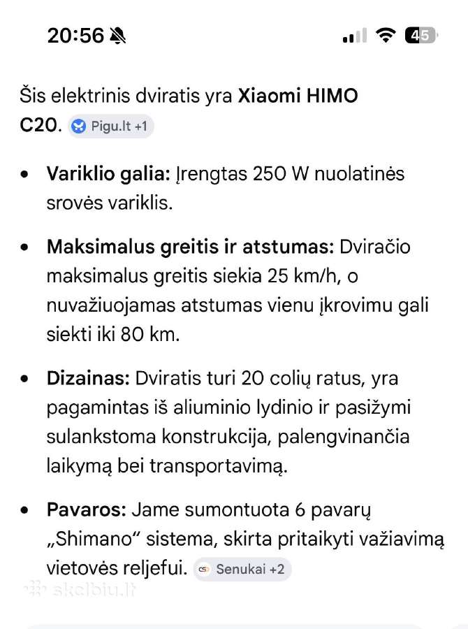 El.dviratis Xiaomi Himo C20 - nuotraukos Nr. 10