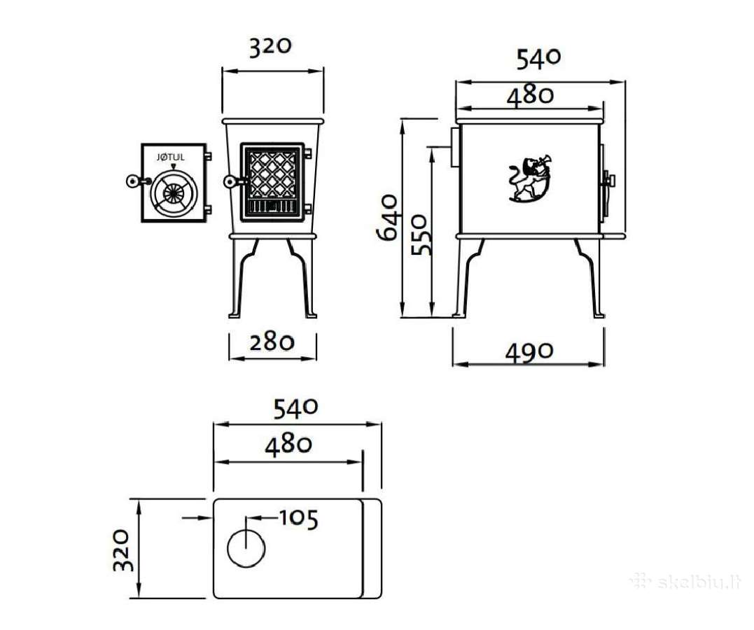 Norvegiška ketaus krosnelė Jotul 602n - nuotraukos Nr. 9