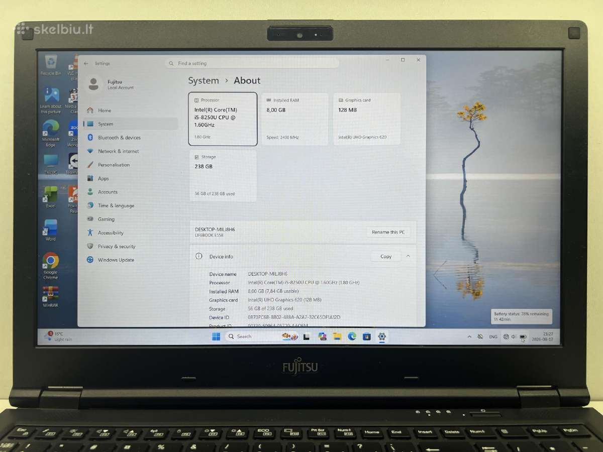 Fujitsu lifebook E558 - nuotraukos Nr. 2