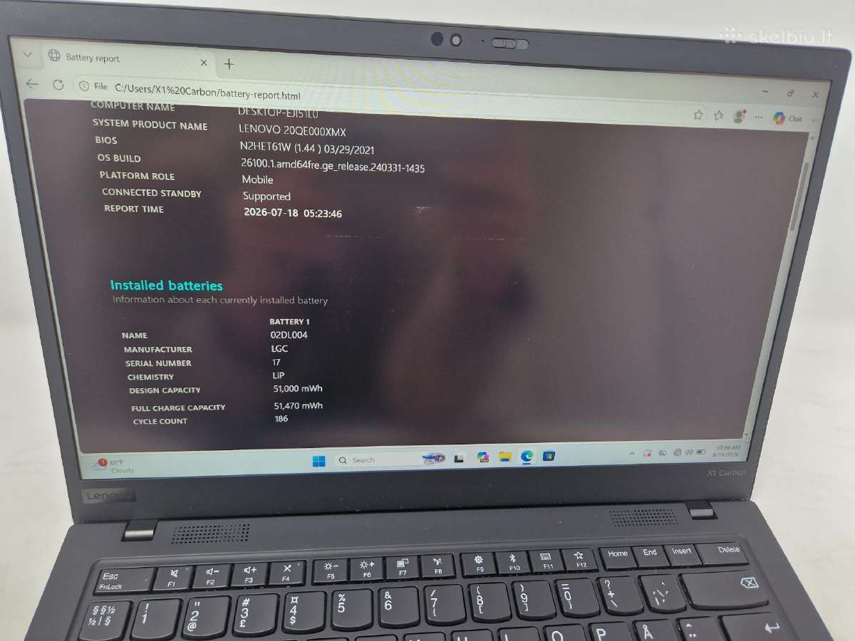 Thinkpad X1 Carbon 7th/i7-8665u/16gb/512ssd - nuotraukos Nr. 8