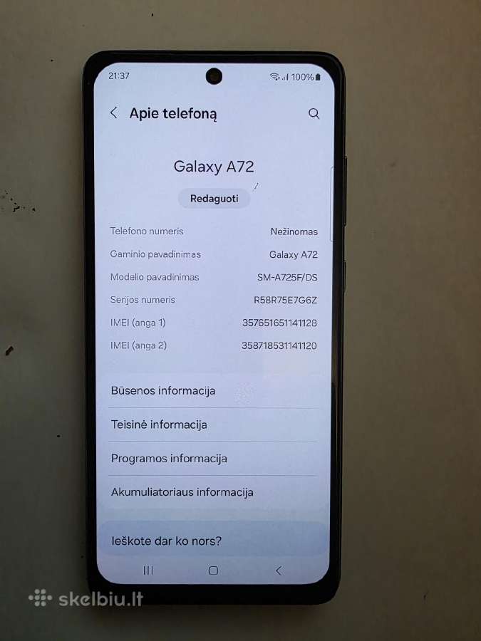 Samsung Galaxy A72 128 GB veikia su viena sim - nuotraukos Nr. 2