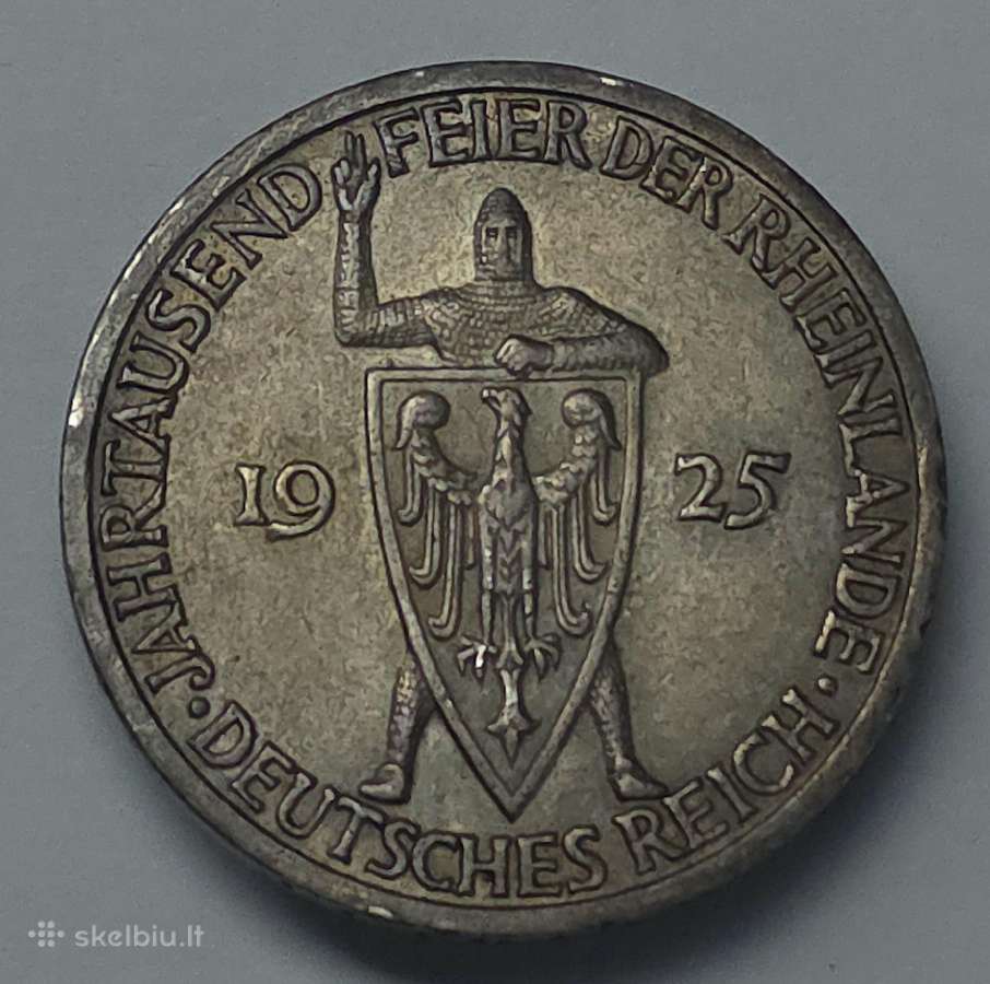 3 Reichsmark 1925 m. A – Veimaro respublika - nuotraukos Nr. 2